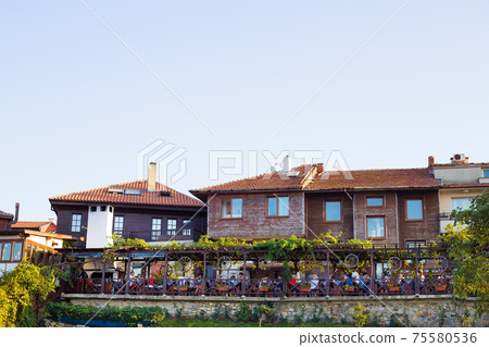 Beautiful panoramas of Nessebar city buildings. Bulgaria. 75580536