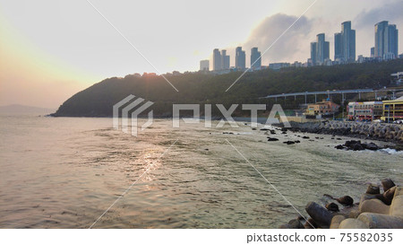 Sunset of Cheongsapo Port in Haeundae, Busan, South Korea, Asia Sunset of Cheongsapo Port in Haeundae, Busan, South Korea, Asia 75582035