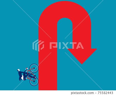 Businessman riding bicycles are about to face the economic crisis Businessman riding bicycles are about to face the economic crisis 75582443
