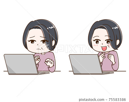 一個女人操作PC的插圖集感到困惑→我能夠做到 一個女人操作PC的插圖集感到困惑→我能夠做到 75583386