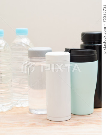 Various water bottles and PET bottles Various water bottles and PET bottles 75583752
