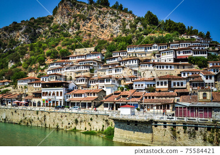 Ottoman cityscape of Berat, Albania 75584421