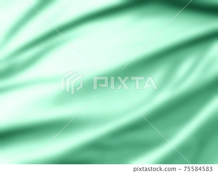 Glamorous background illustration with bright green satin cloth fluttering powerfully There are other colors 75584583