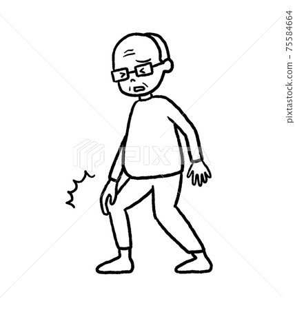 老人與膝蓋酸痛的線條藝術插圖 老人與膝蓋酸痛的線條藝術插圖 75584664