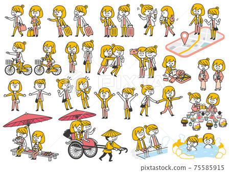 Two women traveling illustration Two women traveling illustration 75585915