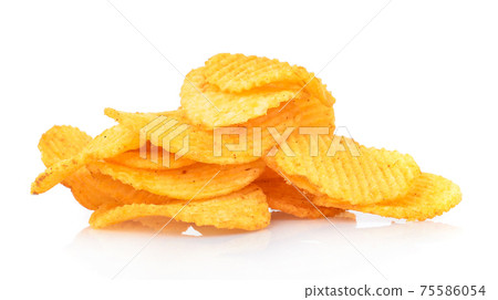 Potato chips isolated on white background Potato chips isolated on white background 75586054