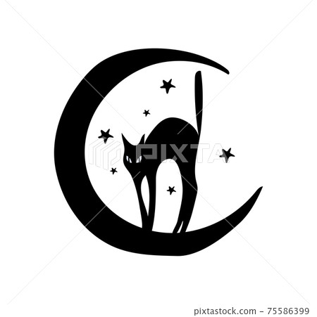 Black Cat Silhouette Portrait in the Background of the Moon Ideal  Halloween Background Tattoo Art Boho Design Stock Vector  Illustration  of kitty luna 174436950