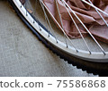 Shooting a flat tire of a mountain bike from diagonally above 75586868