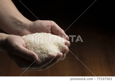 用手提起白米飯 用手提起白米飯 75587001