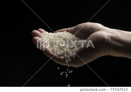 用手提起白米飯 用手提起白米飯 75587015