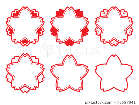 Japanese style frame set of cherry blossom stamps that can replace text 75587041