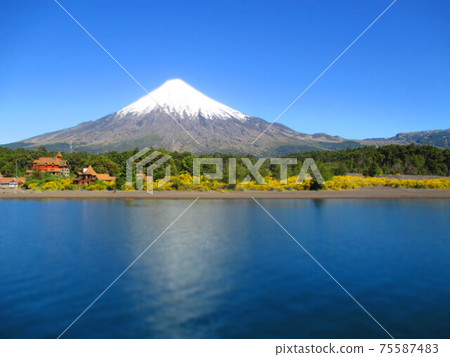 Chile Osorno Mountain Todos los Santos Lake Diorama Style 75587483