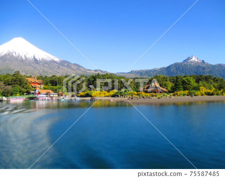 Chile Osorno Mountain Todos los Santos Lake Diorama Style 75587485