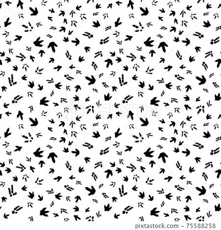 Dinosaur footprint tracks. Minimal seamless pattern. Background with paw, claw predator. Dinosaur footprint illustration perfect for textile, wrap and wallpaper and design. Dinosaur footprint tracks. Minimal seamless pattern. Background with paw, claw predator. Dinosaur footprint illustration perfect for textile, wrap and wallpaper and design. 75588258