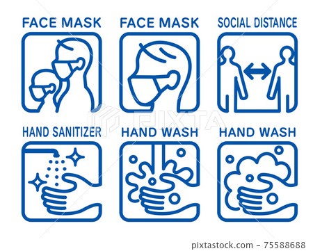 新的冠狀病毒感染預防圖標 75588688