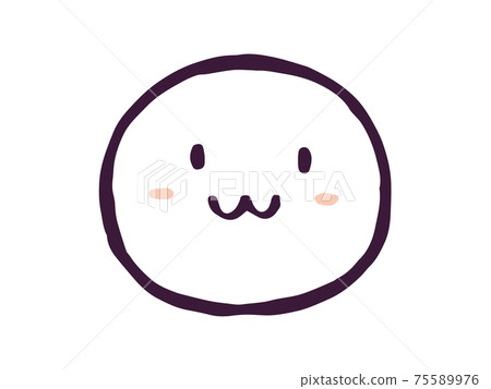 Cute facial expression line drawing (dark blue) / handwritten illustration material Cute facial expression line drawing (dark blue) / handwritten illustration material 75589976