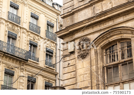 LYON, FRANCE, April 7, 2019: the historic city center of Lyon and its streets, France LYON, FRANCE, April 7, 2019: the historic city center of Lyon and its streets, France 75590173
