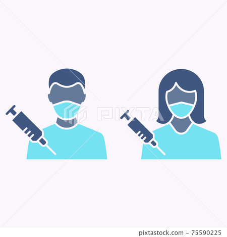 Vaccination adult glyph icon on white background. Vector illustration. 75590225