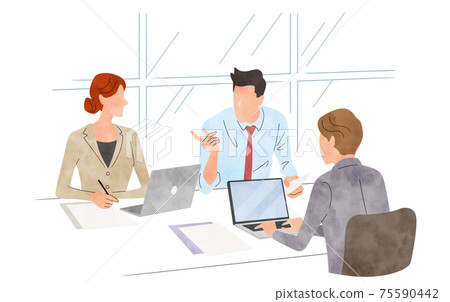 矢量圖素材：會議團隊，商業場景 75590442