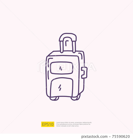 travel holiday tour and vacancy concept vector illustration. suitcase doodle linear icon sign symbol travel holiday tour and vacancy concept vector illustration. suitcase doodle linear icon sign symbol 75590620
