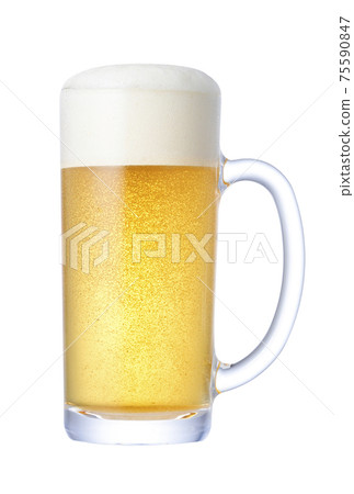 Draft beer poured into a medium mug Draft beer poured into a medium mug 75590847