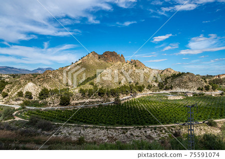 Landscape view of Villanueva del Rio Segura in Valley of Ricote, Murcia Spain 75591074