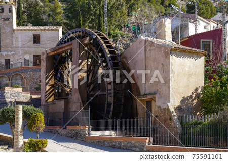 Ancient arabic mill, water noria at Abaran village in Murcia region Spain Europe 75591101