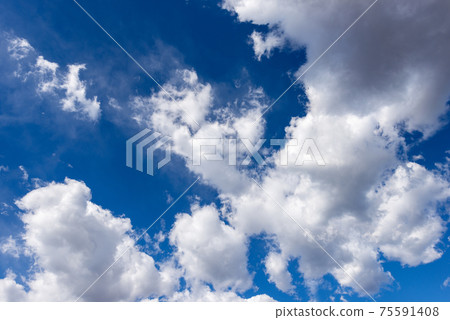 Beautiful Blue Sky with White Cumulus Clouds - Bottom View Beautiful Blue Sky with White Cumulus Clouds - Bottom View 75591408