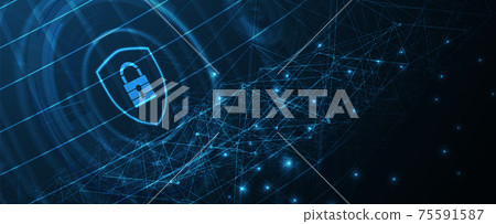 internet digital security technology concept for business background. Lock on circuit board internet digital security technology concept for business background. Lock on circuit board 75591587