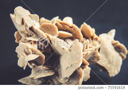 Desert rose crystal isolated on black background Desert rose crystal isolated on black background 75591619
