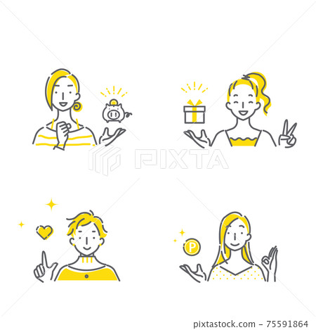 Simple and fashionable line art illustration material set for men who are satisfied with great benefits 75591864