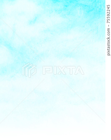用油畫棒繪製的抽象藍天和白雲的背景插圖，從上到下有漸變 75592245