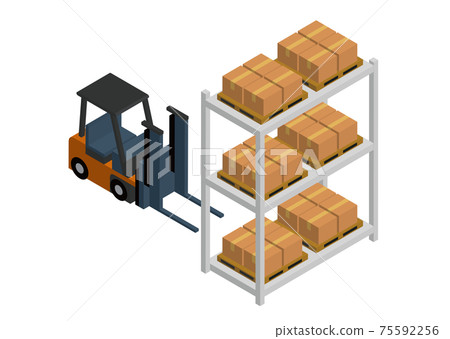 Warehouse luggage transportation 3D isometric 75592256