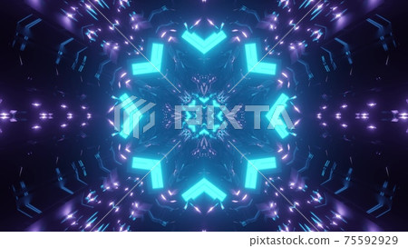 Kaleidoscope ornament with neon colors 3d... - Stock Illustration ...