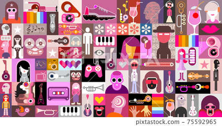 Pop Art Collage vector illustration Pop Art Collage vector illustration 75592965