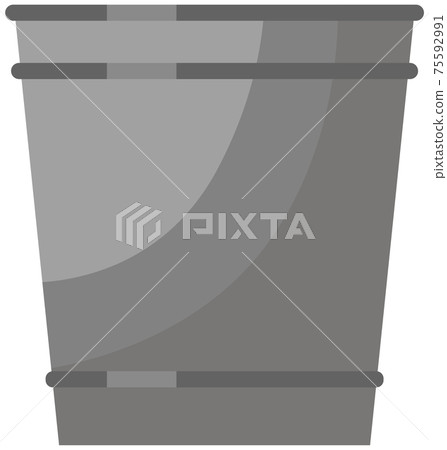 Large metal bucket without handle isolated on white Empty gray steel container vector illustration Large metal bucket without handle isolated on white Empty gray steel container vector illustration 75592991