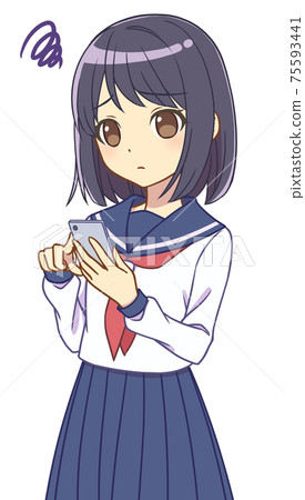 一個穿著智能手機的水手服的女孩遇到了麻煩 一個穿著智能手機的水手服的女孩遇到了麻煩 75593441