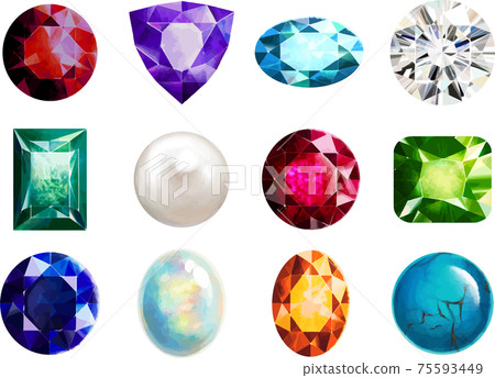 Birth month jewel / birthstone set vector material Birth month jewel / birthstone set vector material 75593449