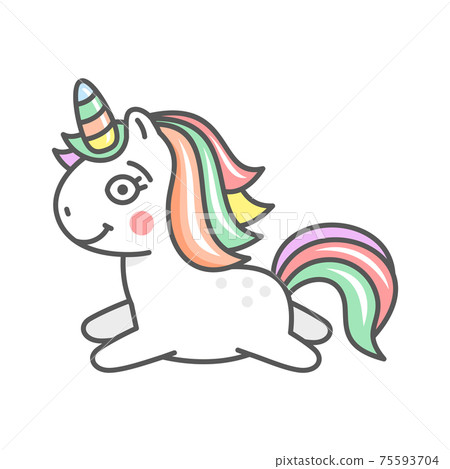 Cute Cartoon Unicorn Character Icon on White Background. Vector Cute Cartoon Unicorn Character Icon on White Background. Vector 75593704