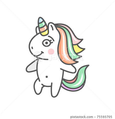Cute Cartoon Unicorn Character Icon on White Background. Vector Cute Cartoon Unicorn Character Icon on White Background. Vector 75593705