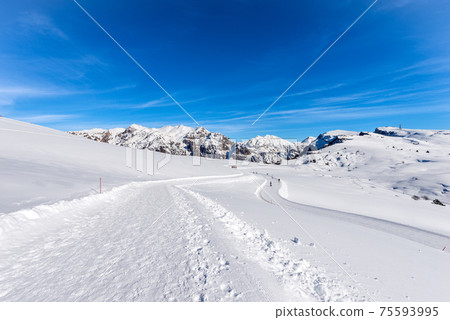 Cross-country Skiing Tracks on Lessinia Plateau and the Carega Mountain Range 75593995