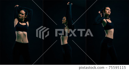 Fitness woman exercise warm up stretch arms legs Fitness woman exercise warm up stretch arms legs 75595115