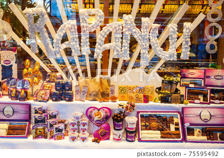 Chocolate store showcase, Bariloche 75595492