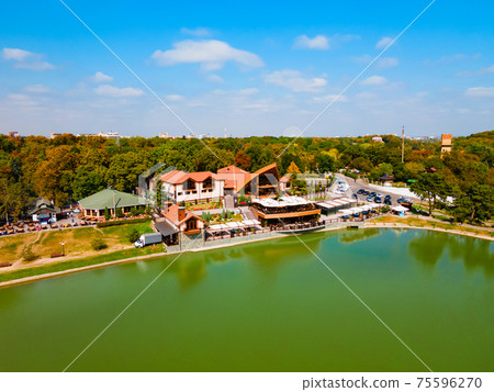 Kurortnoe lake aerial panoramic view, Nalchik Kurortnoe lake aerial panoramic view, Nalchik 75596270