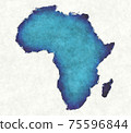 Africa map with drawn lines and blue watercolor illustration 75596844