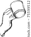 Croquis on the right hand holding a mug 75599512