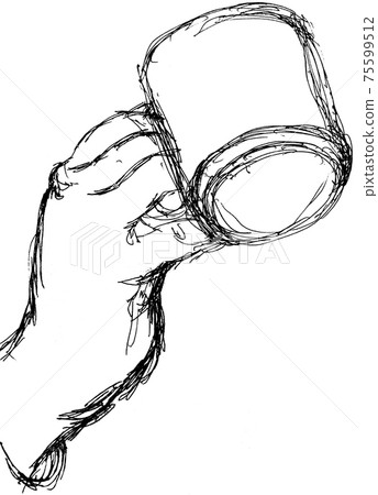 Croquis on the right hand holding a mug Croquis on the right hand holding a mug 75599512