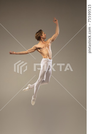 Young and graceful ballet dancer isolated on studio background. Art, motion, action, flexibility, inspiration concept. Young and graceful ballet dancer isolated on studio background. Art, motion, action, flexibility, inspiration concept. 75599515