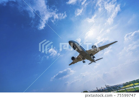 Airport scenery Toyonaka City, Osaka Prefecture, landing airplane 75599747