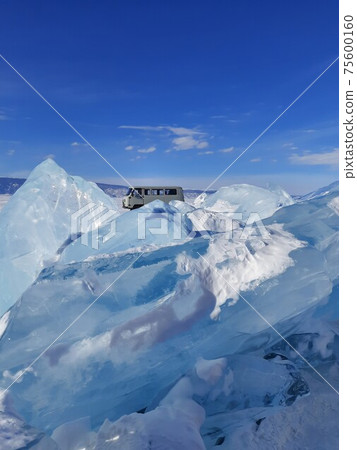 UAZ car on Lake Baikal, Russia, winter travel UAZ car on Lake Baikal, Russia, winter travel 75600160